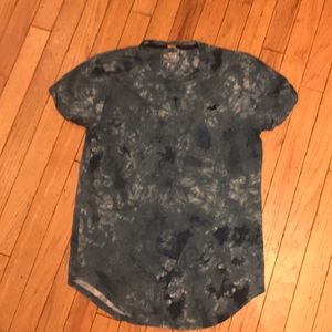 Hollister Teal Tie Die Curved Hem Tee